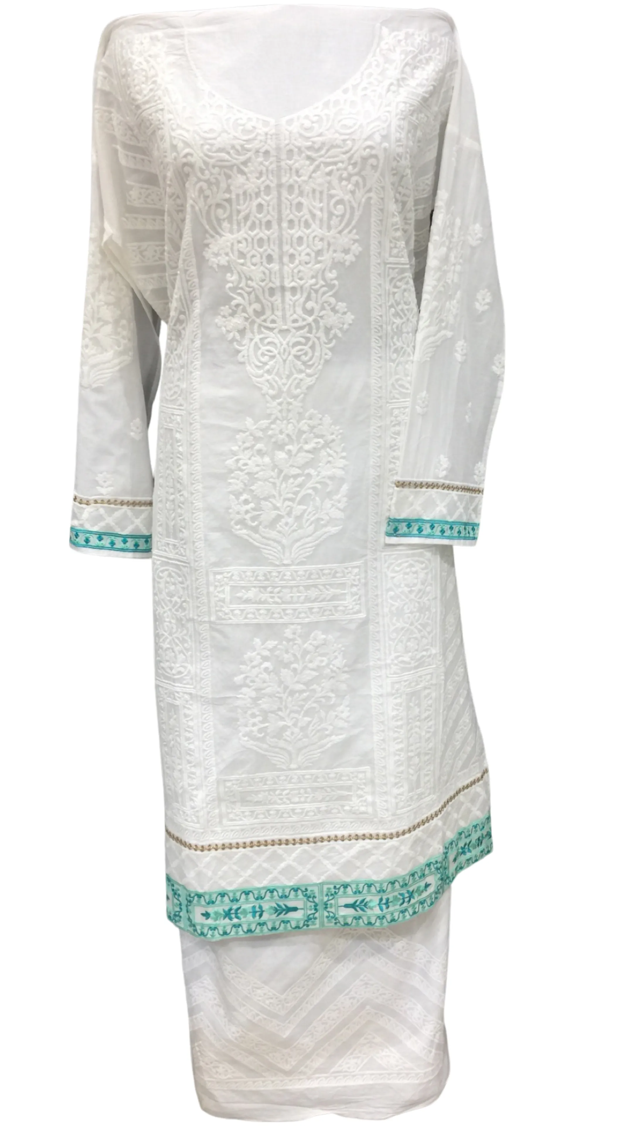 Cotton Chikankari Semi Stitched Suit with Chikan Embroidery