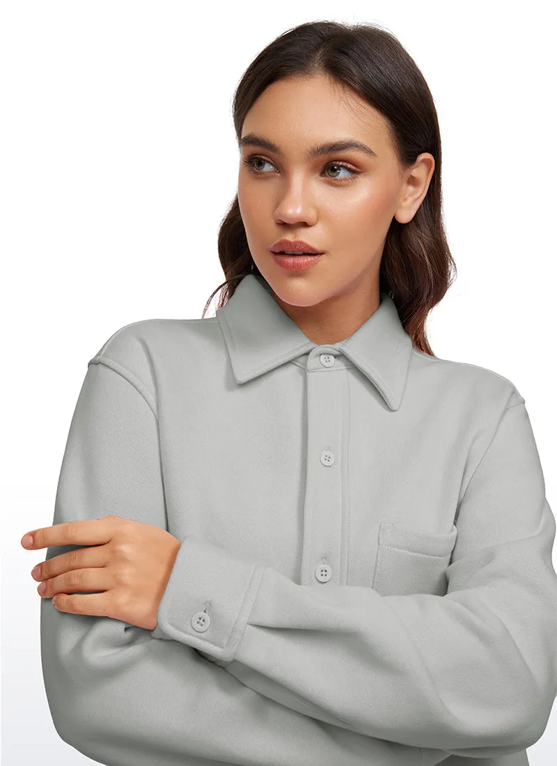 Cotton Fleece Lined Button Down Oversized Jackets