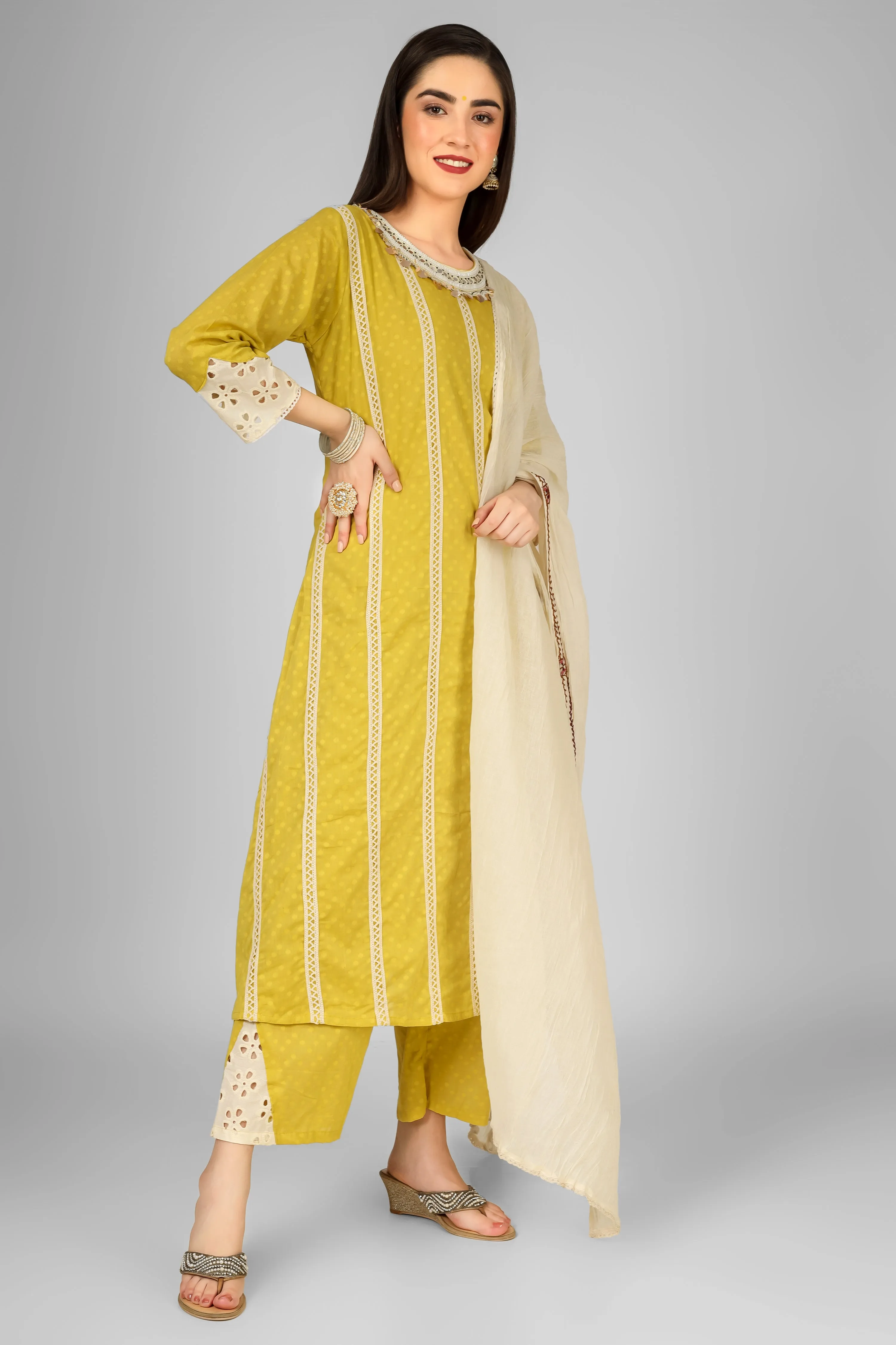 Cotton Plazzo Suit Set with Hand Embroidery