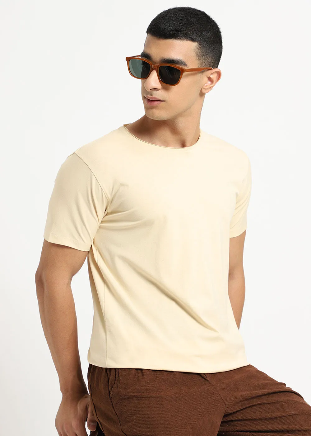 Cream Crew neck T-shirt