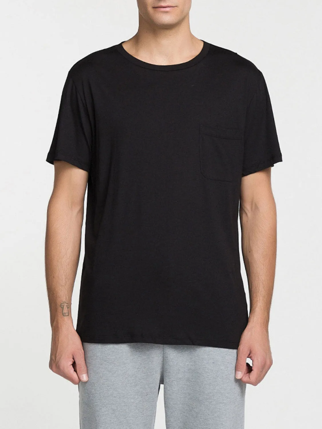 Crew Neck Modal Pocket T-shirt Black