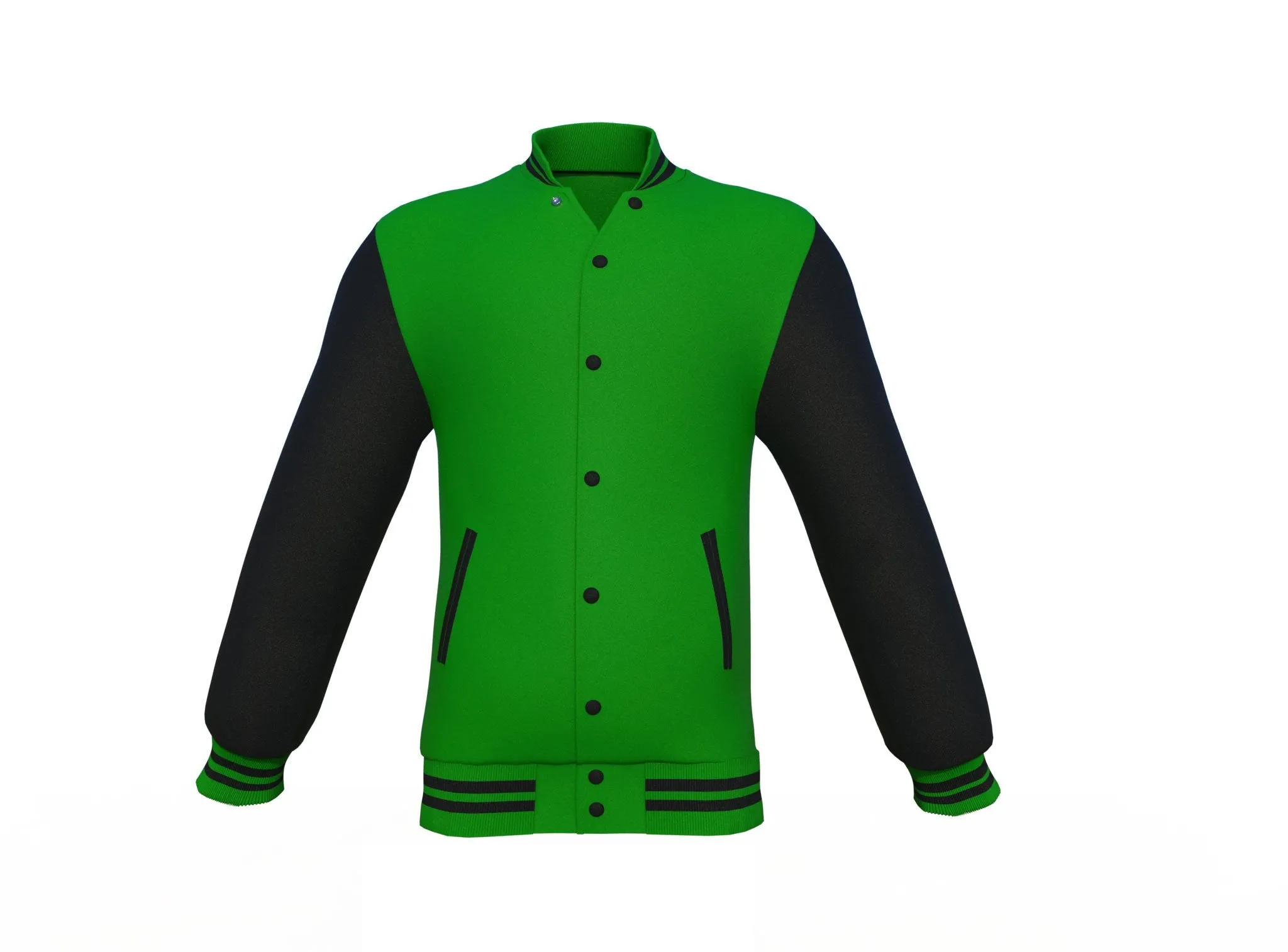 Dark Green Varsity Letterman Jacket with Black Sleeves