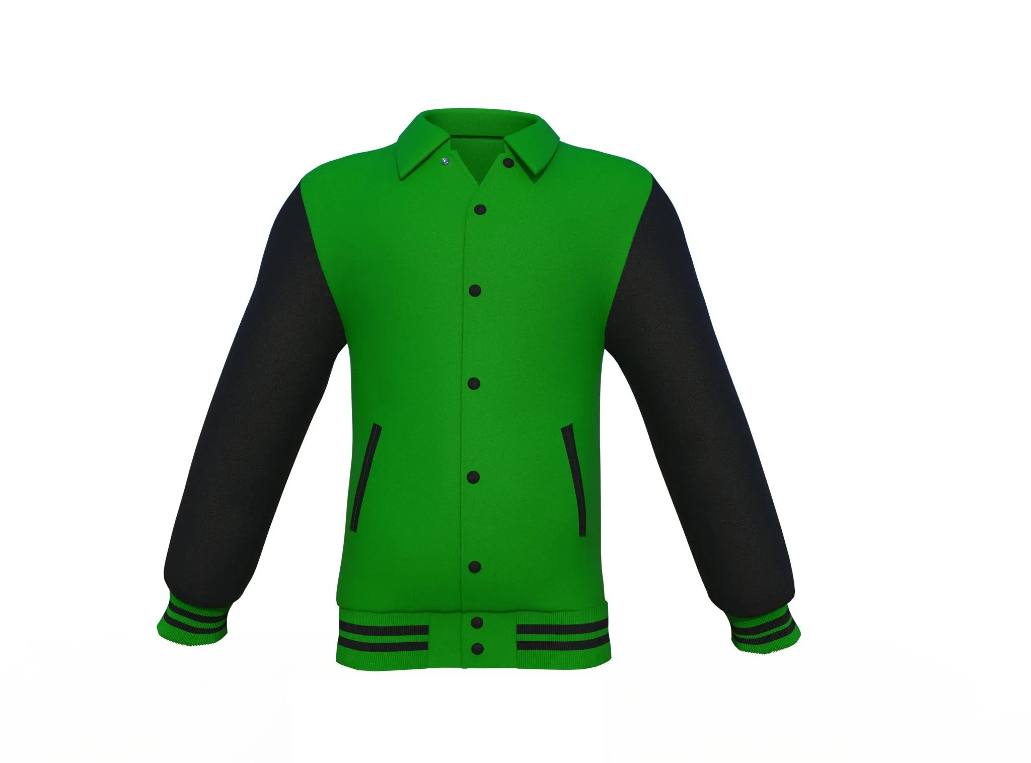 Dark Green Varsity Letterman Jacket with Black Sleeves