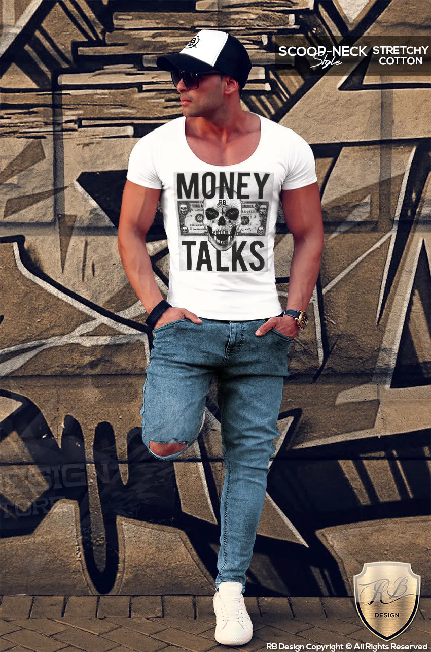 Designer Skull Mens T-shirt Money Talks Dollar Bill Tank Top MD669 Black