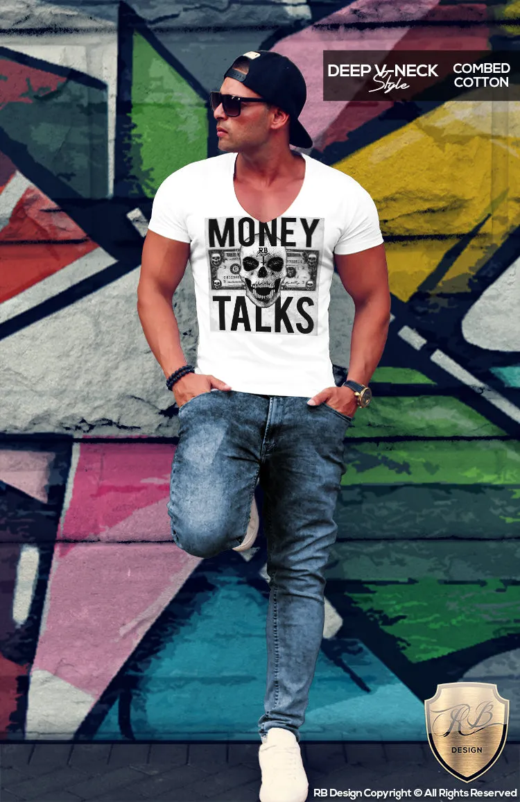 Designer Skull Mens T-shirt Money Talks Dollar Bill Tank Top MD669 Black