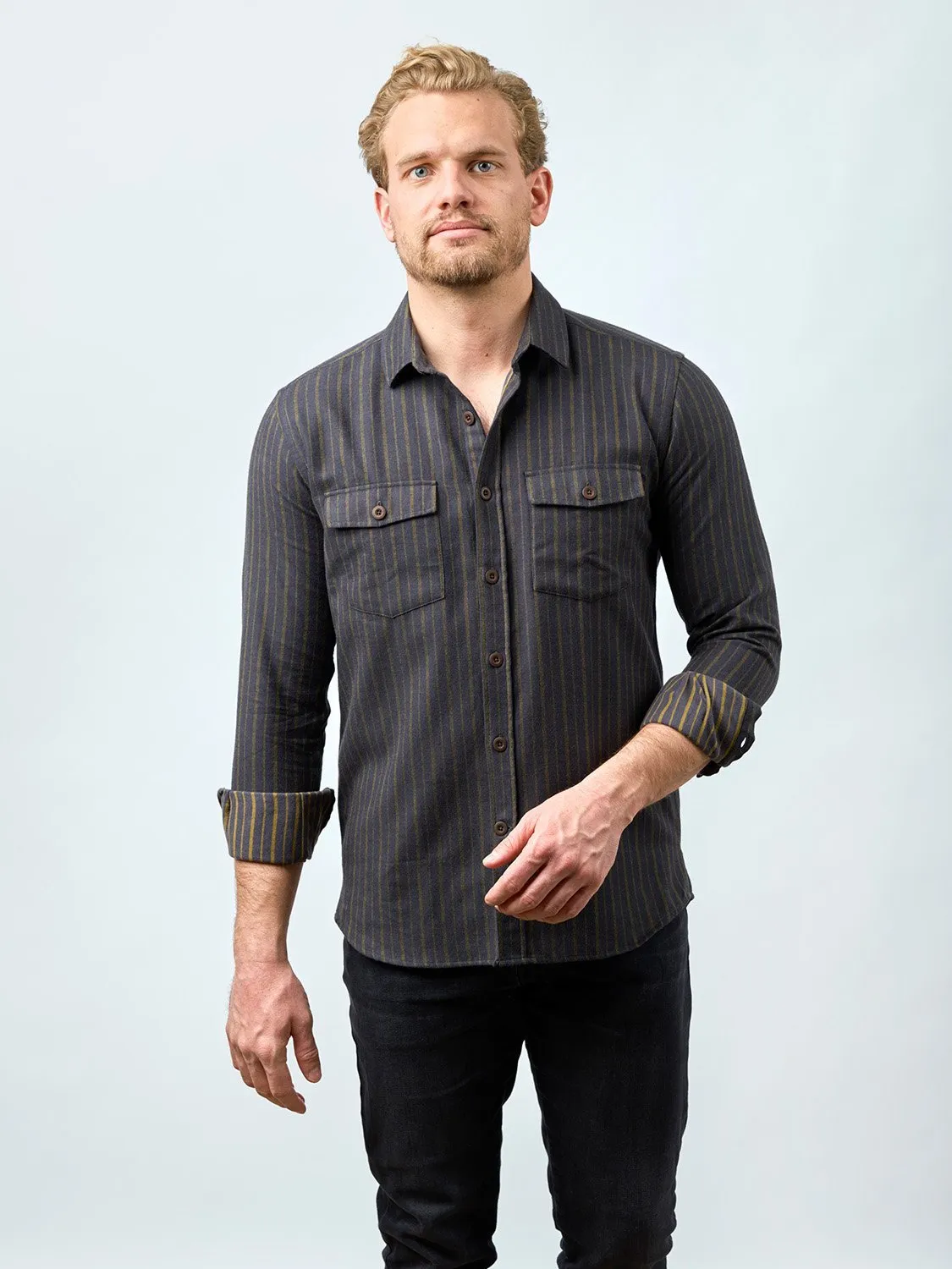 Flannel Shirt Quercus Marine/Ochre