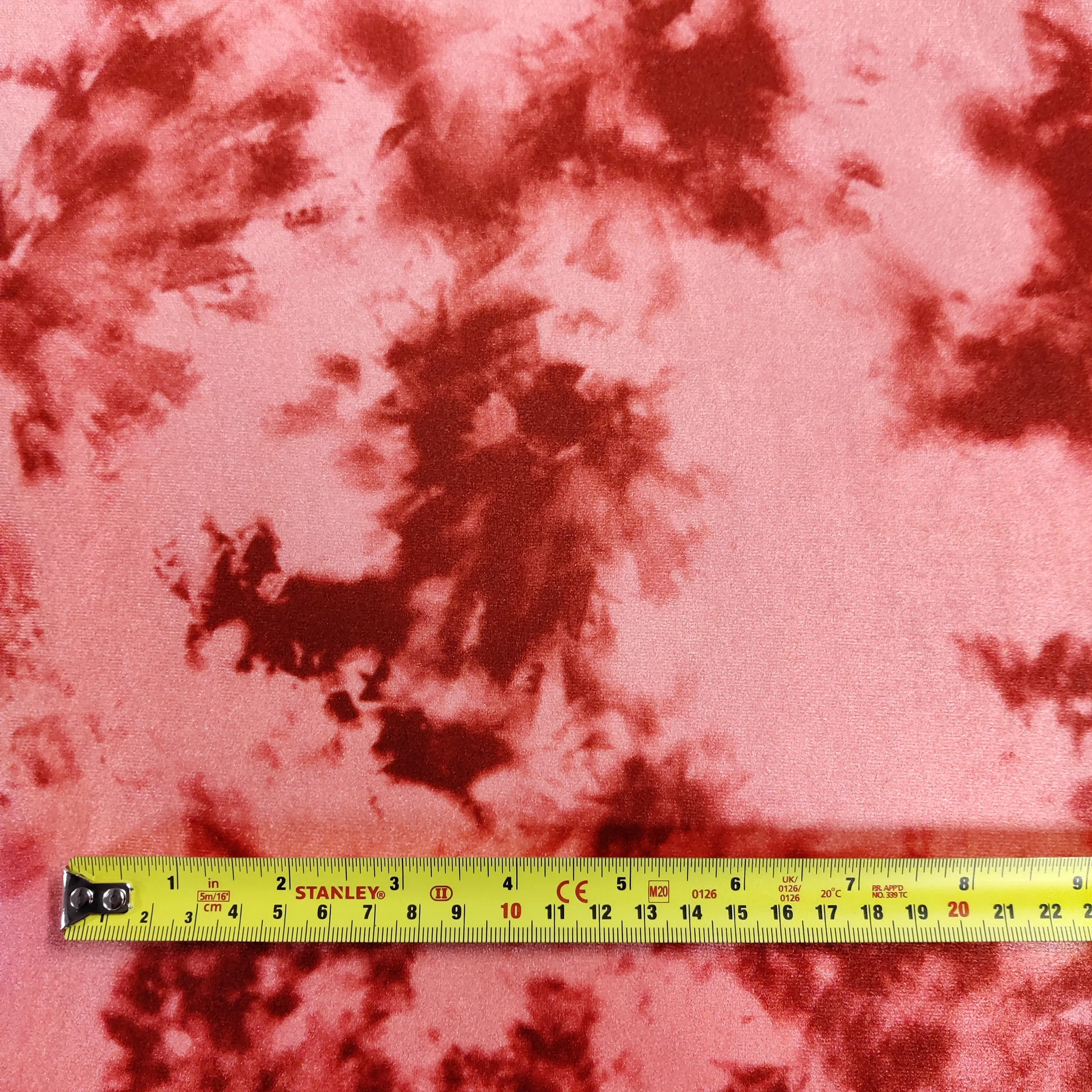 FS1043 Orange Tie Dye Velvet Stretch Knit Fabric Orange