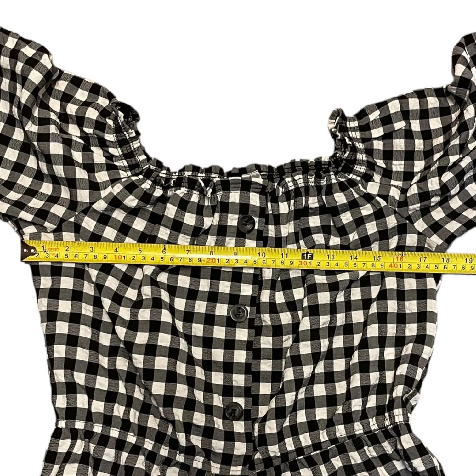 H&M Divided Black White Checkered Bubble Shirt Size 12