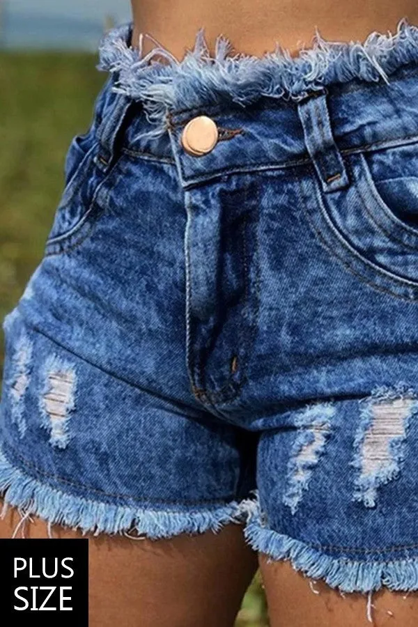 Hot Girl Summer Denim Distressed Shorts