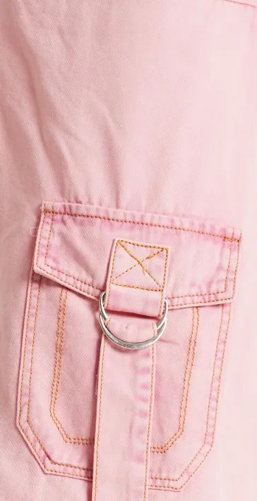 House of Holland Light Pink Denim Studded Pleated Skirt