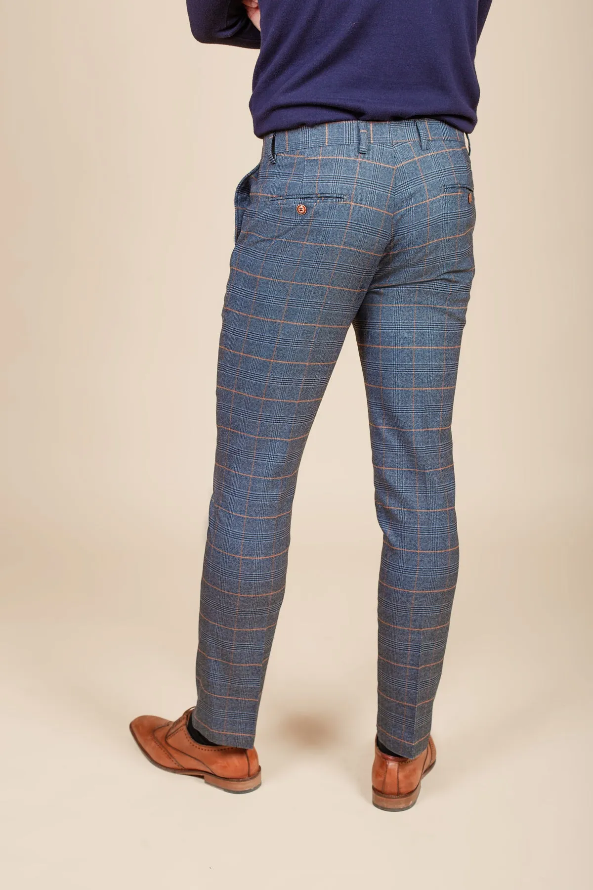 JENSON  - Sky Blue Check Two Piece Suit