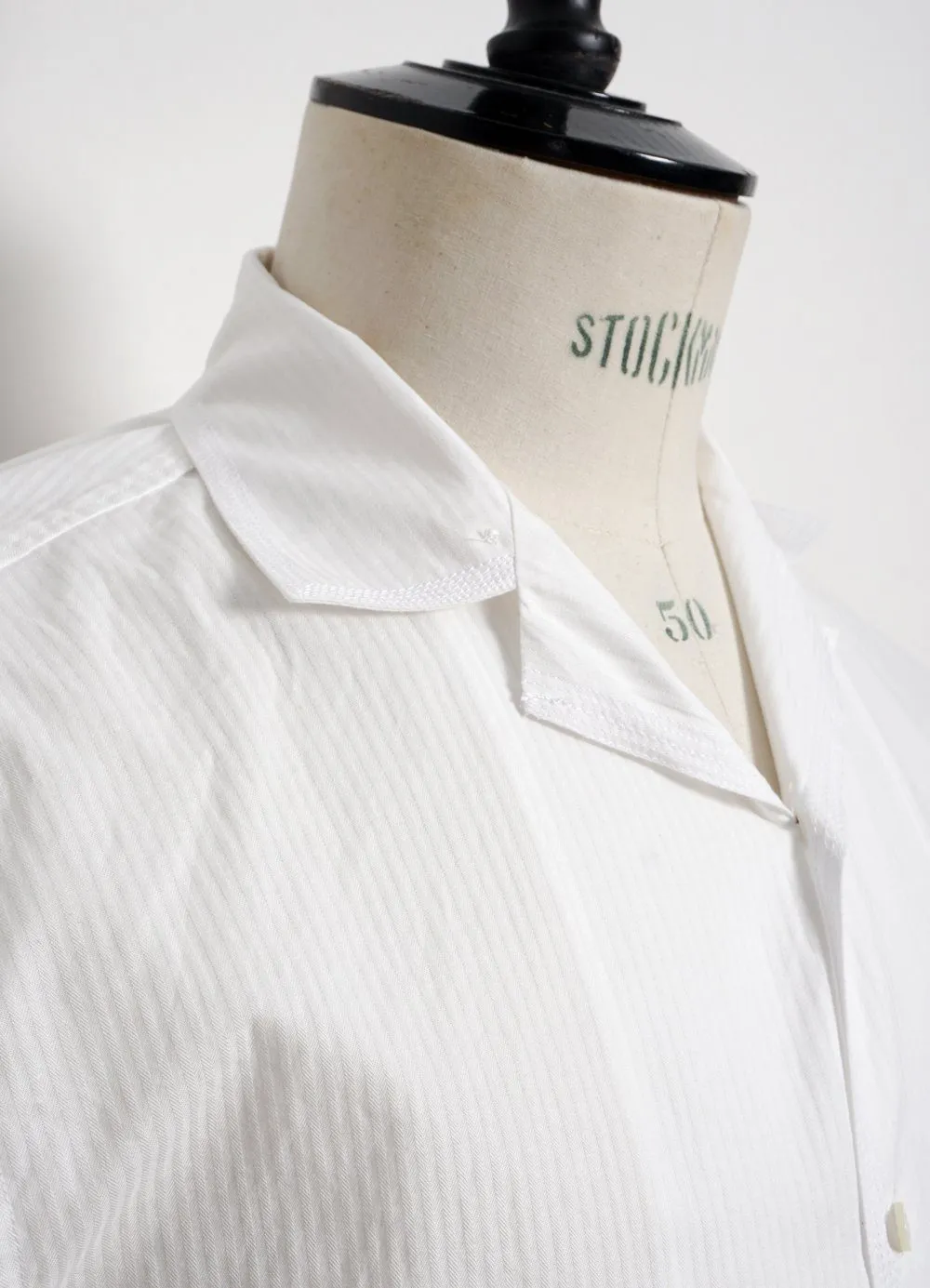 JONNY | Short Sleeve Herringbone Shirt | White White