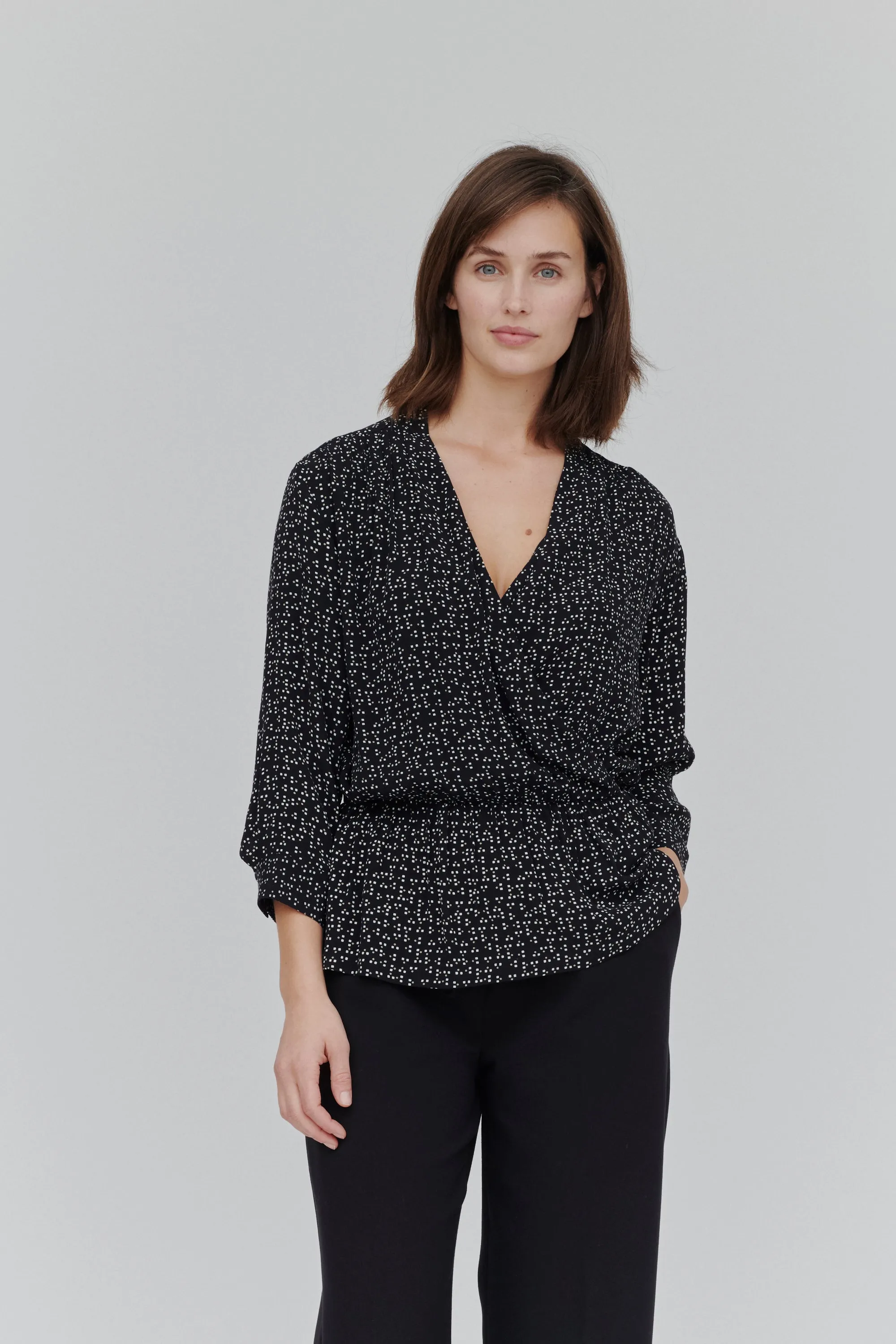 Laurel Blouse - Pixel Print Black