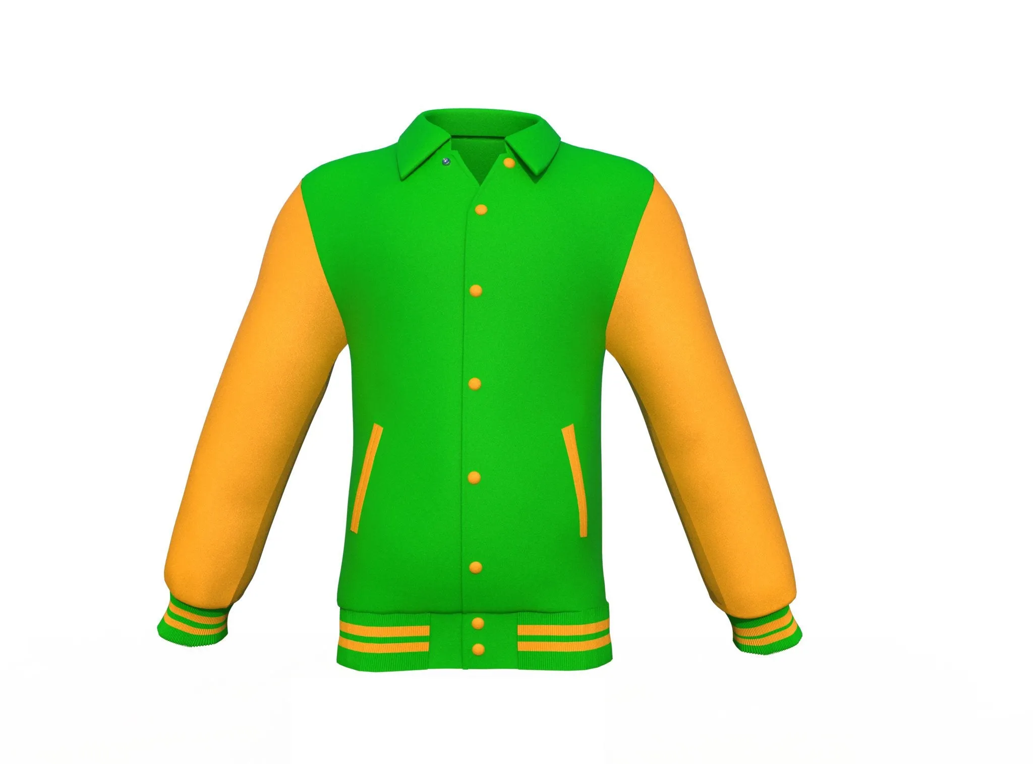 Light Green Varsity Letterman Jacket with Gold Sleeves