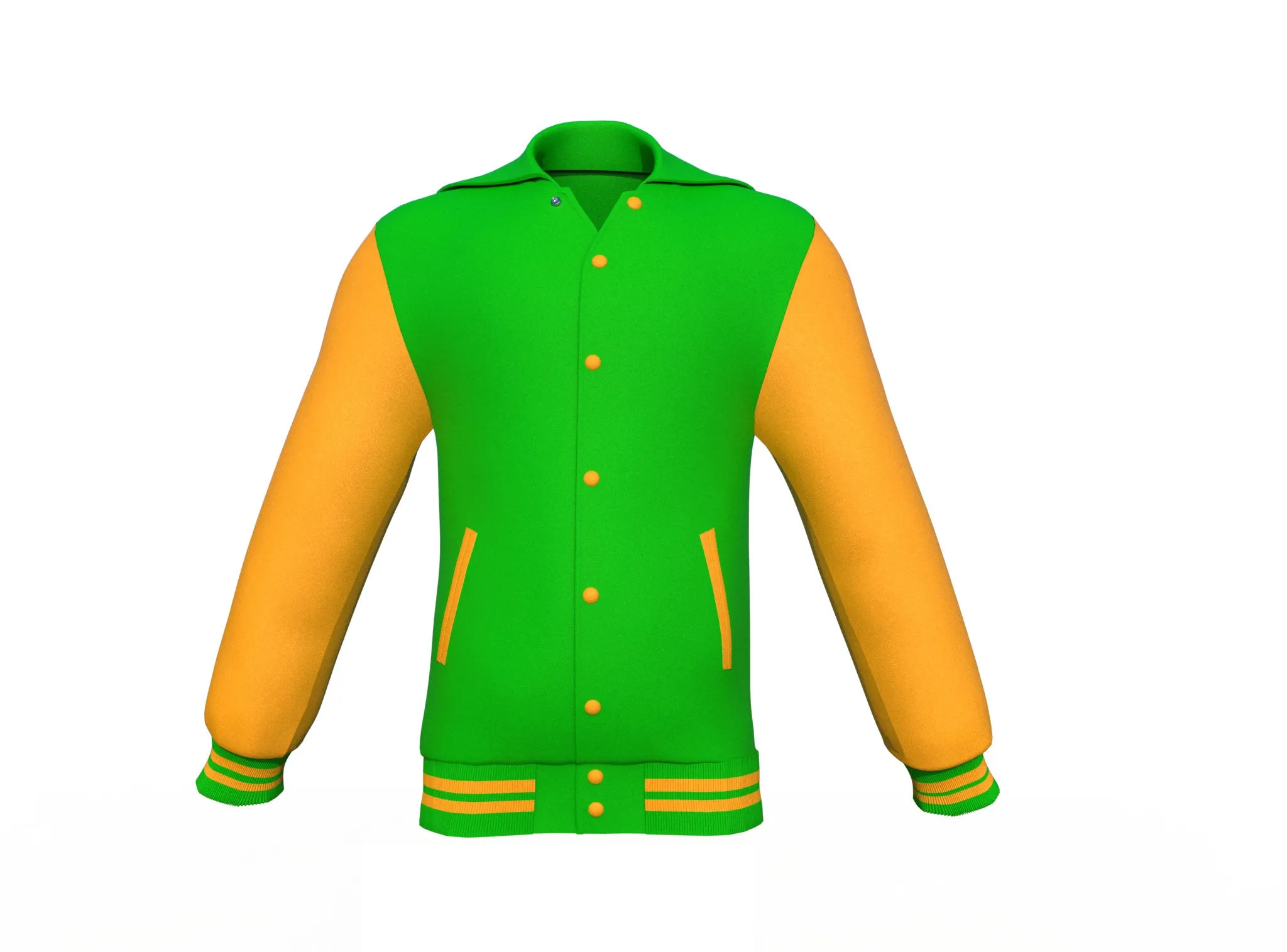 Light Green Varsity Letterman Jacket with Gold Sleeves