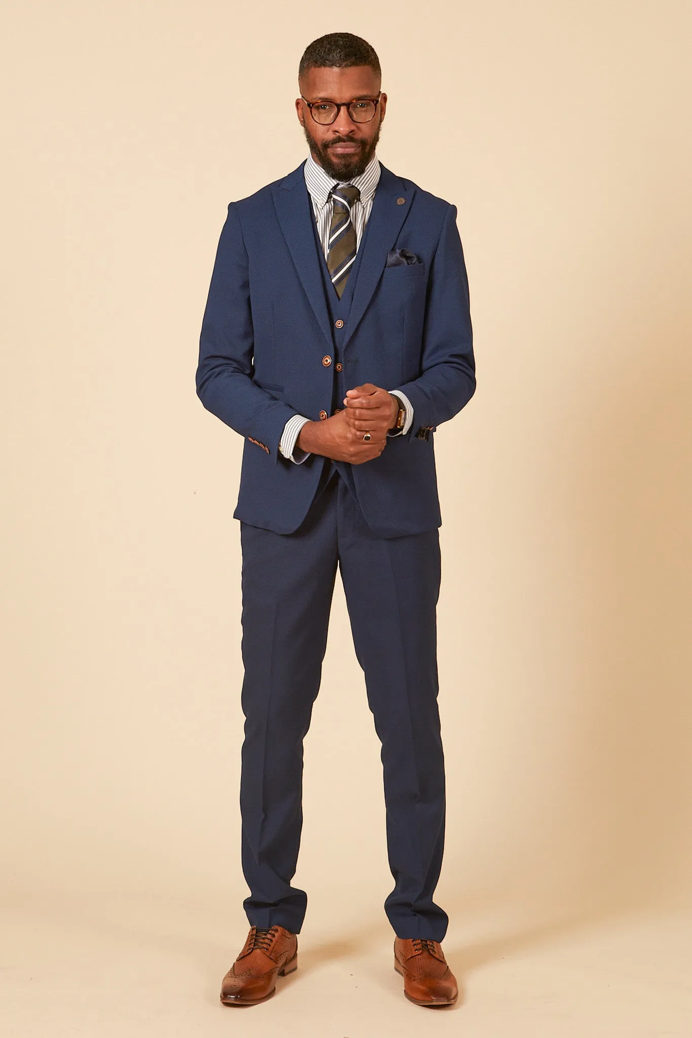 MAX - Royal Blue Three Piece Suit With Contrast Buttons