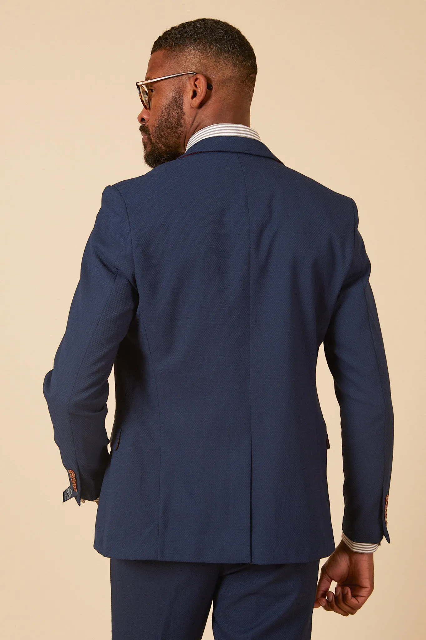 MAX - Royal Blue Three Piece Suit With Contrast Buttons