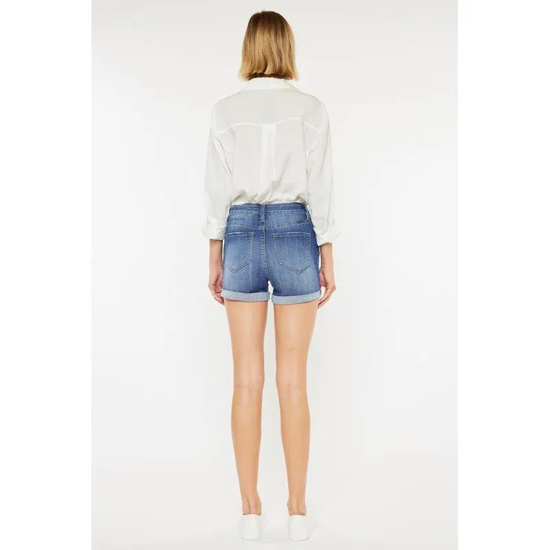 Medium Wash High Rise Denim Shorts