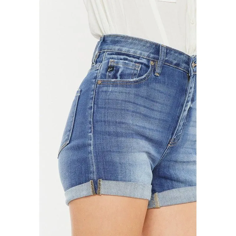 Medium Wash High Rise Denim Shorts