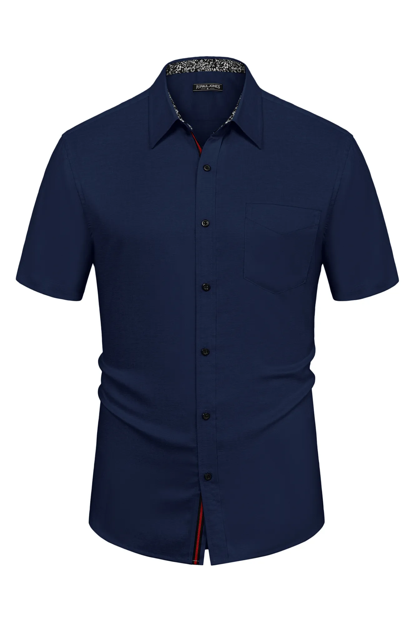 Men Basic Shirt Casual Short Sleeve Classic Collar Button-up Tops