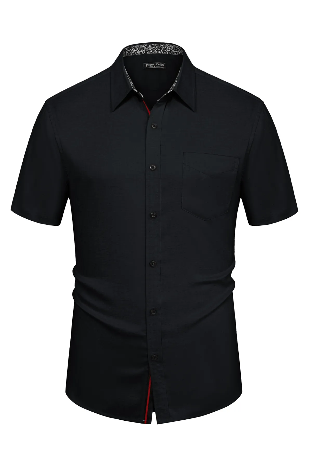 Men Basic Shirt Casual Short Sleeve Classic Collar Button-up Tops