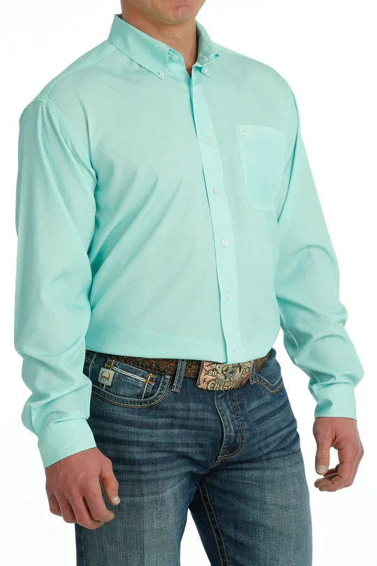 Men's Cinch Mint ArenaFlex Geometric Print Long Sleeve Shirt