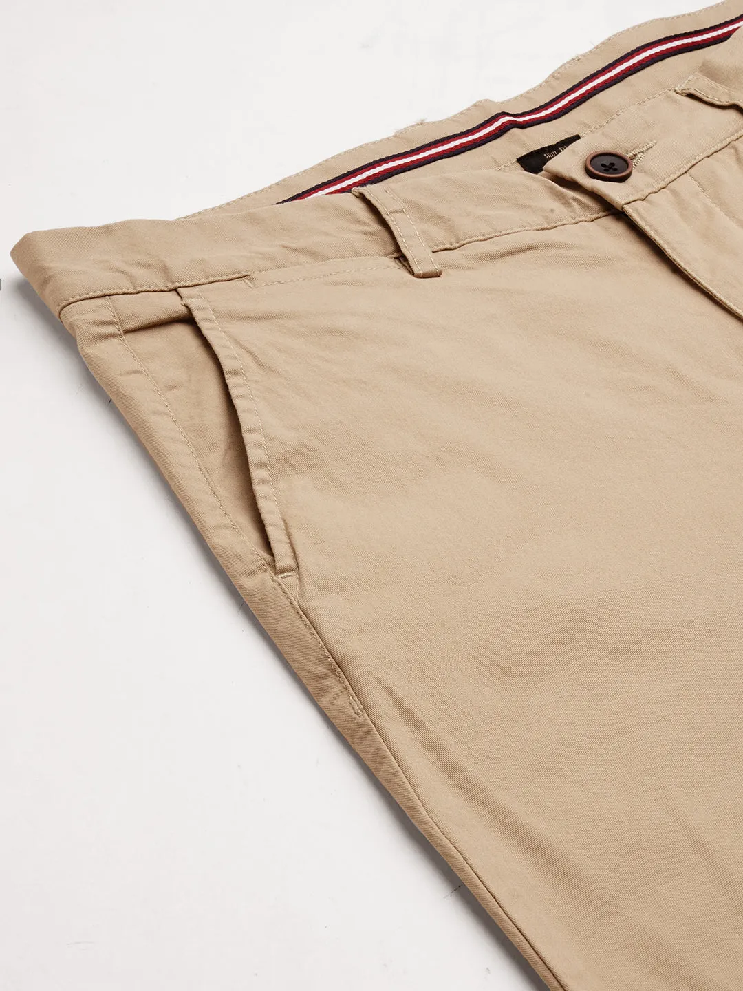 Men's Khaki Cotton Lycra Slim Fit Pant