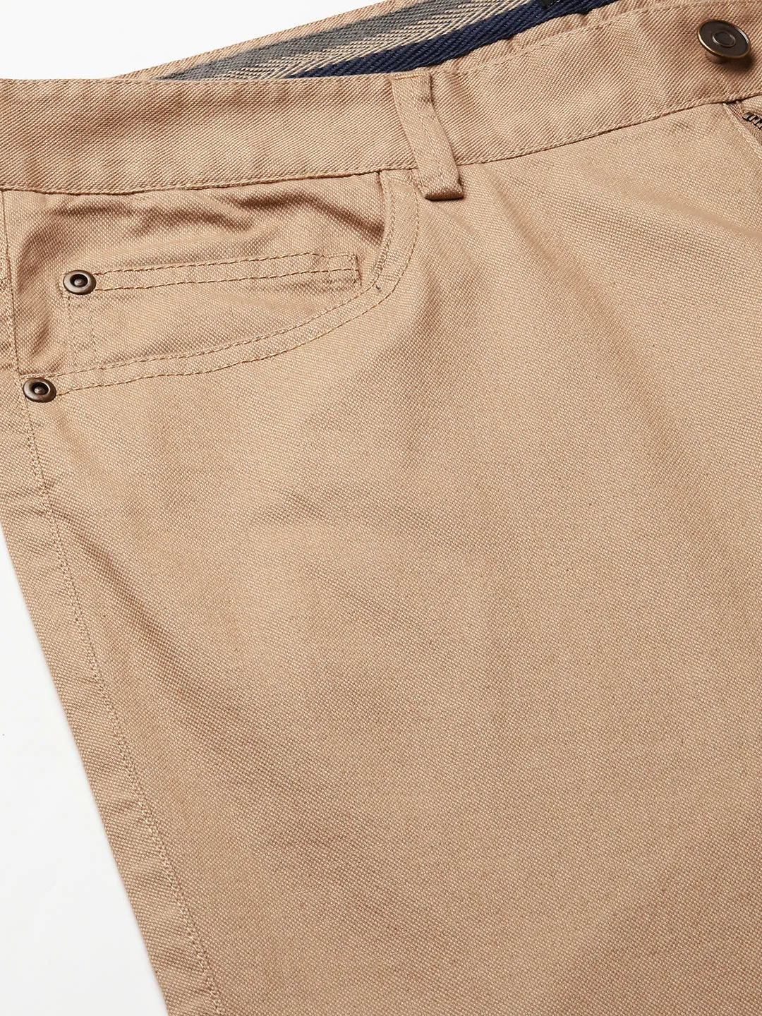 Men's Khaki Cotton Lycra Slim Fit Pant