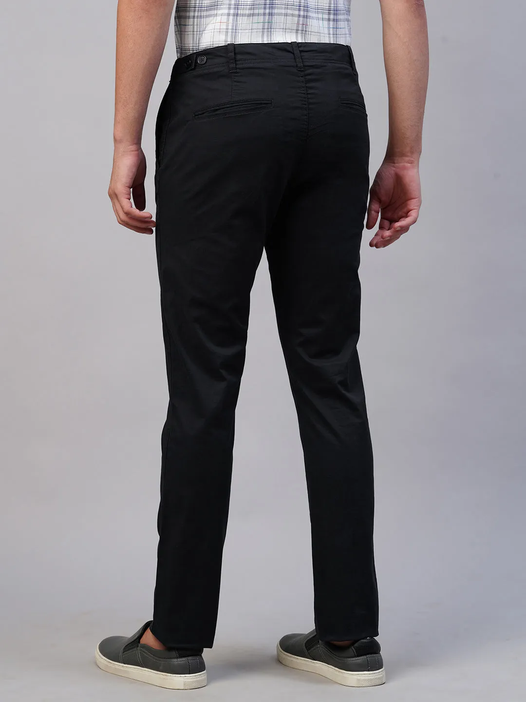 Men's Navy Cotton Lycra Slim Fit Pant