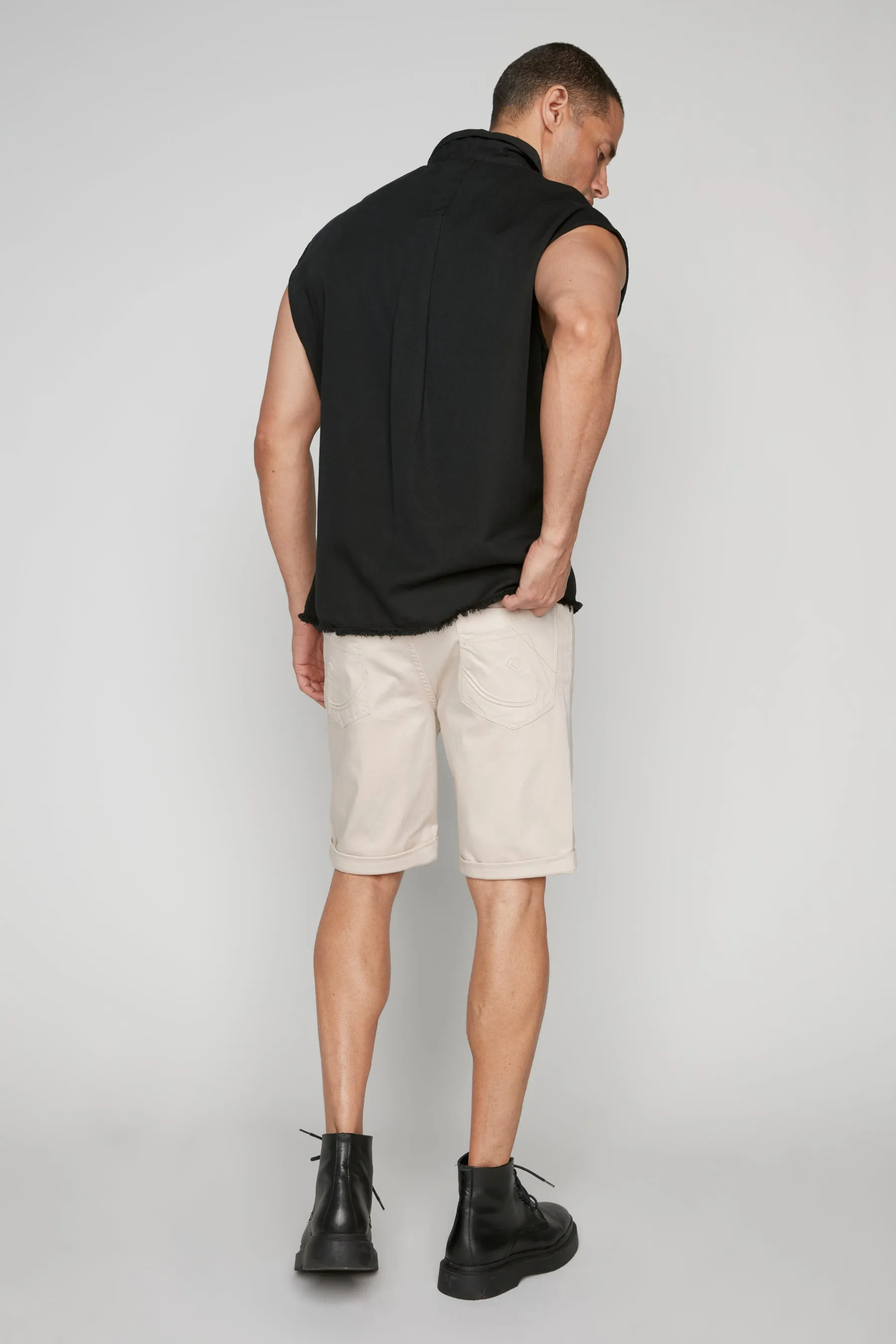 Men's Rolled-Up Denim Shorts - Sand