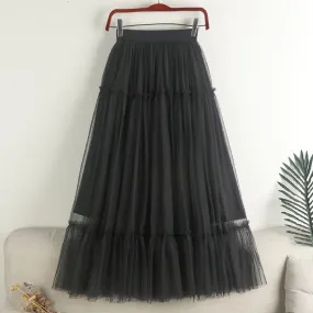 Pleated Chiffon Skirt - Black