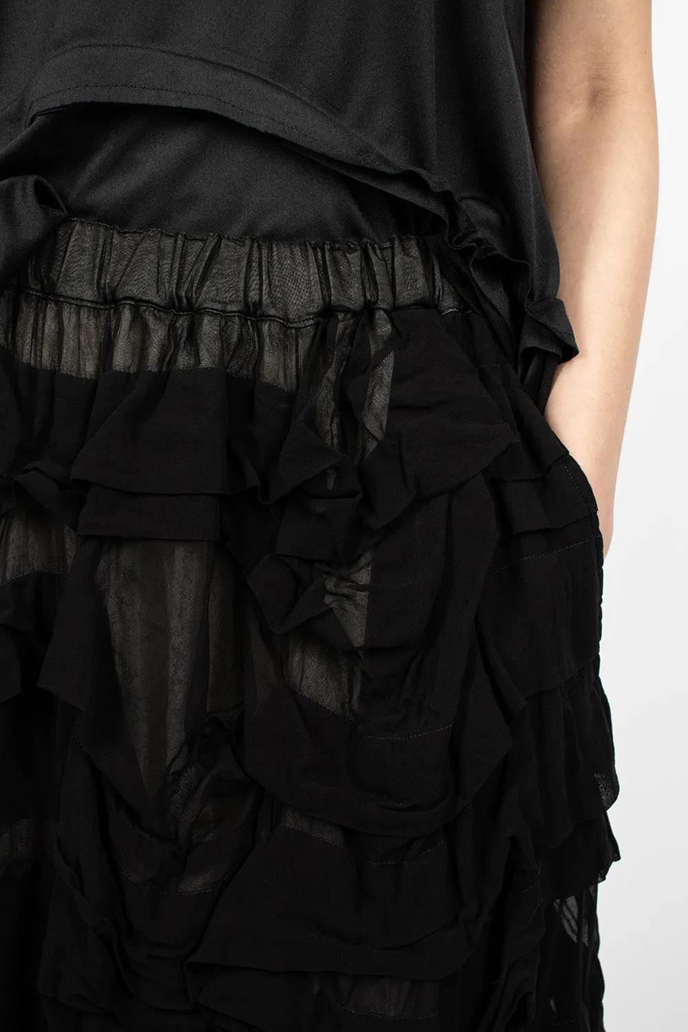 Pleated Panel Skirt Black