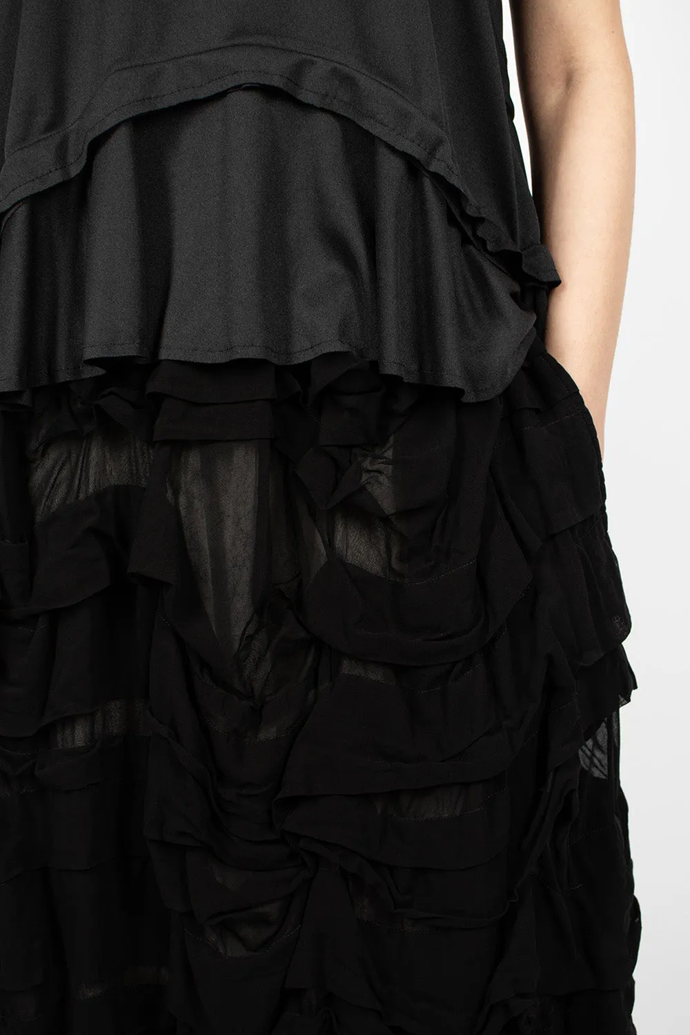 Pleated Panel Skirt Black