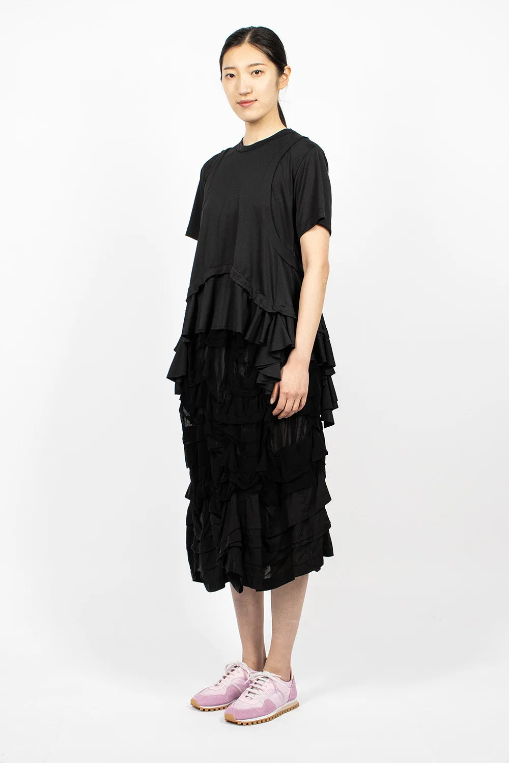 Pleated Panel Skirt Black