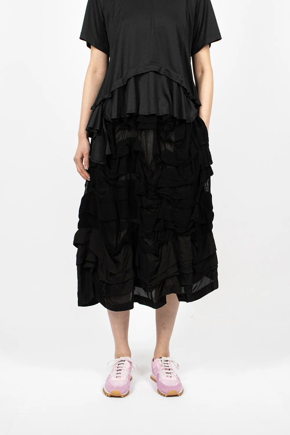 Pleated Panel Skirt Black