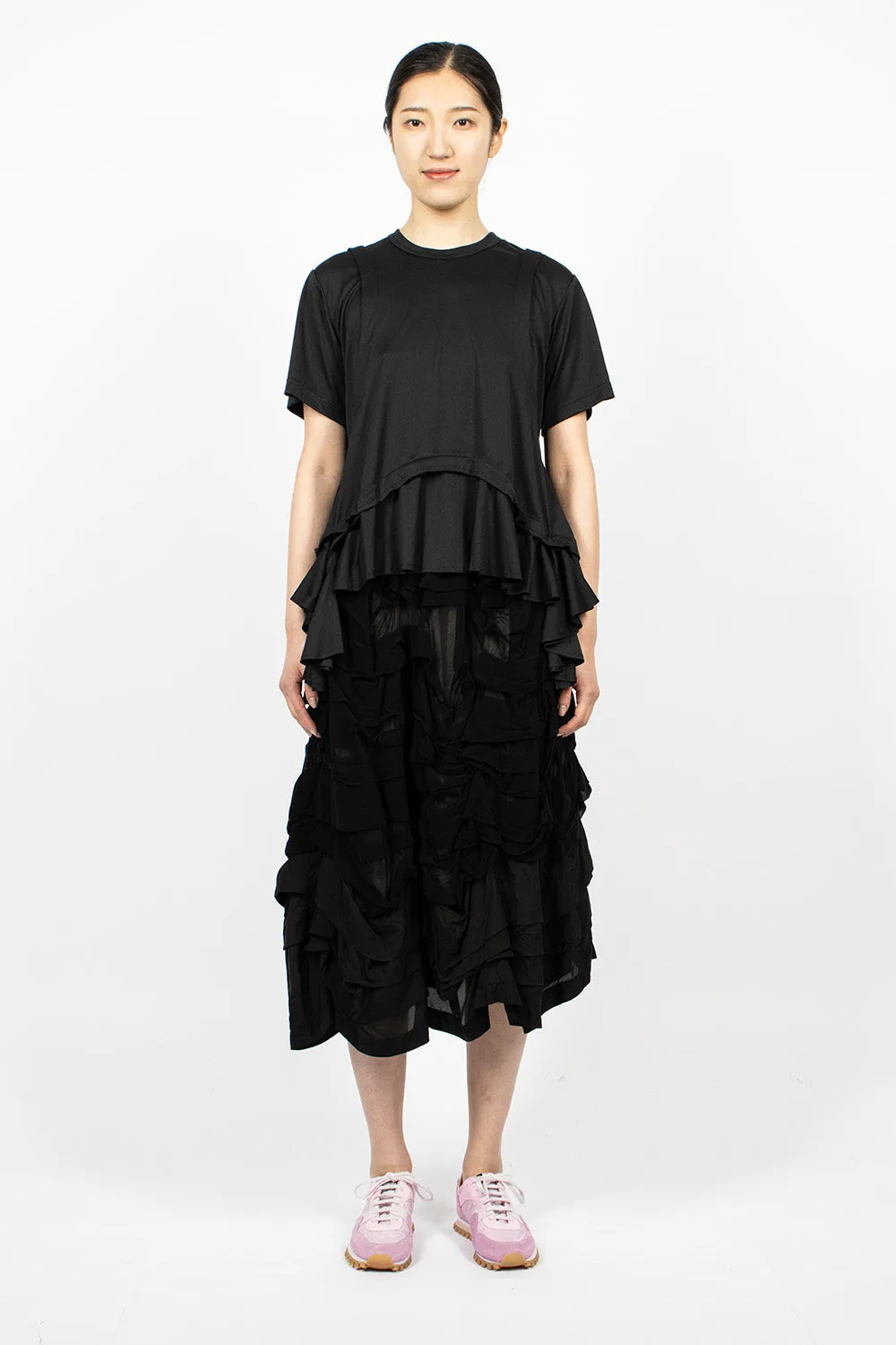 Pleated Panel Skirt Black