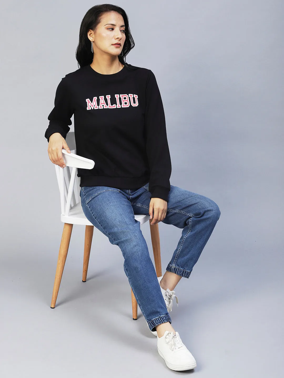 Printed Round Neck Terry Sweatshirt