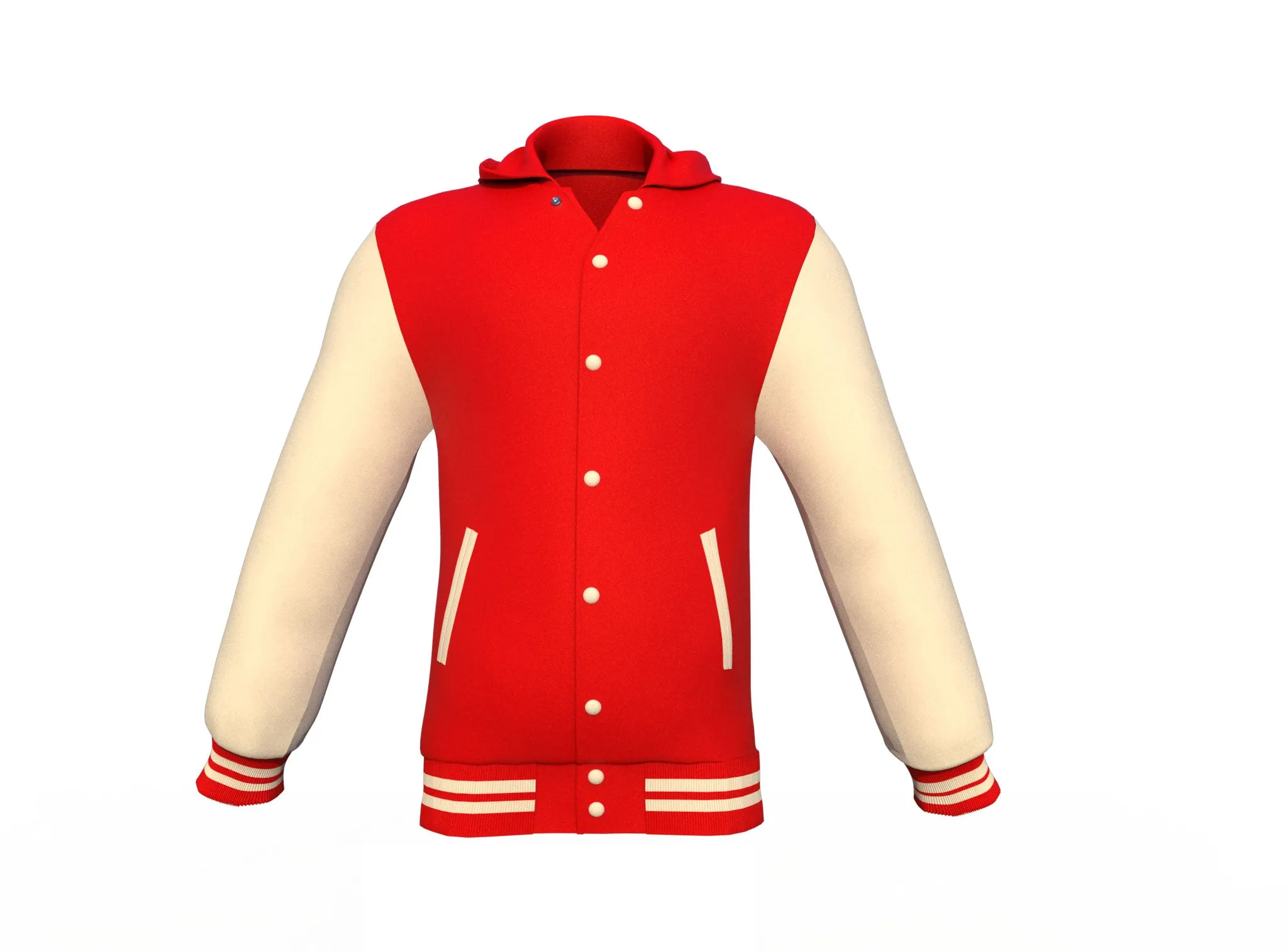 Red Varsity Letterman Jacket with Cream Sleeves