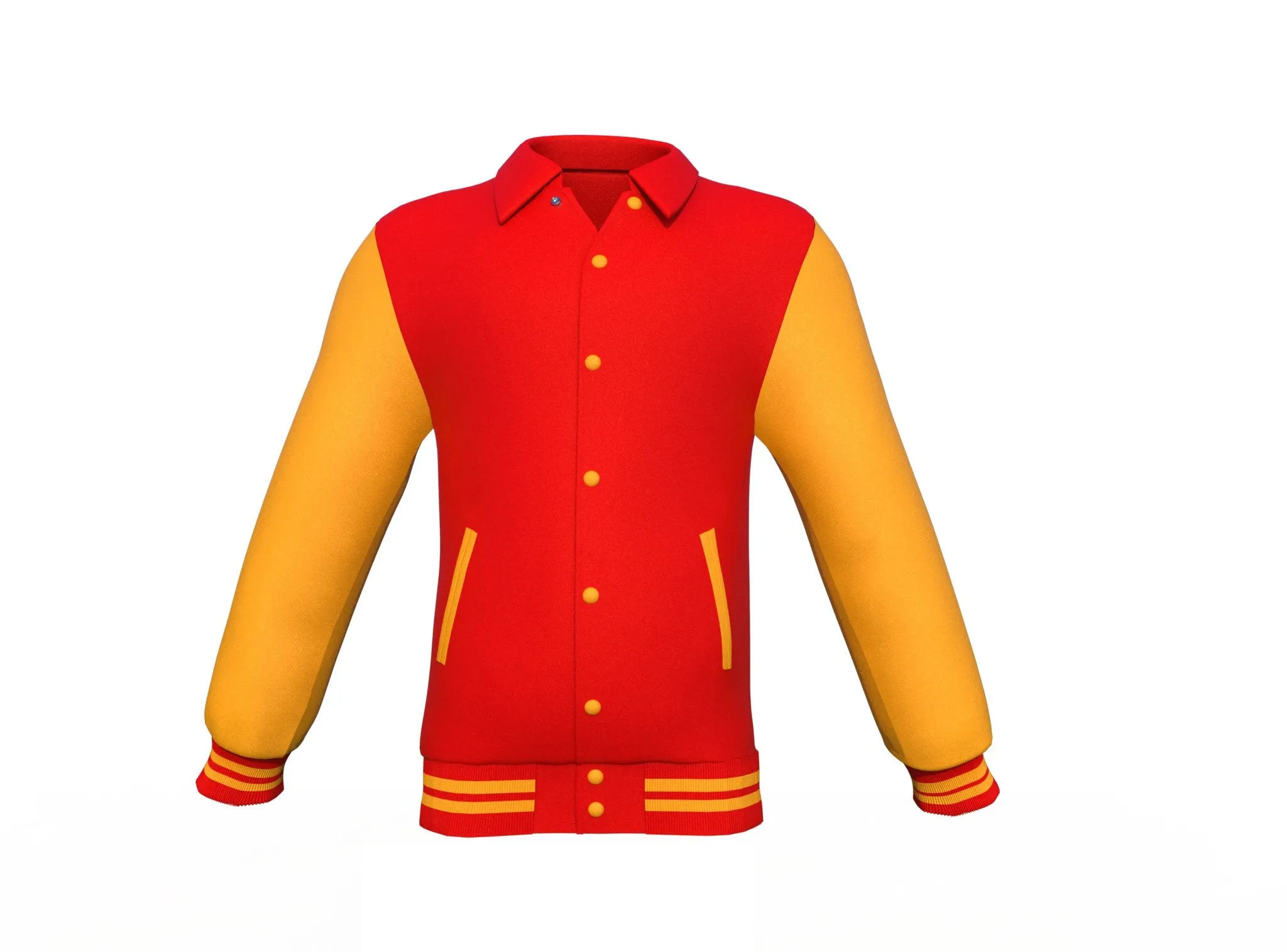 Varsity Jacket with Red Body and Gold Sleeves