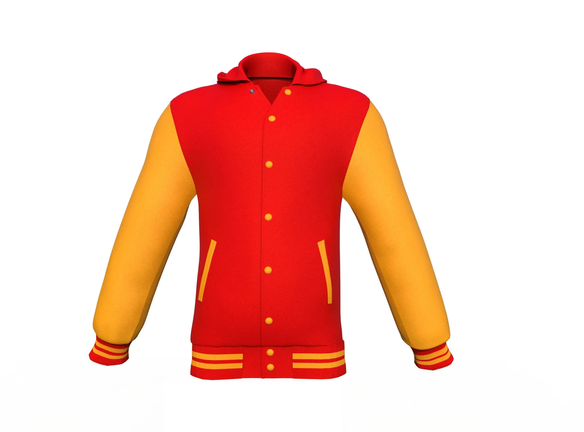 Varsity Jacket with Red Body and Gold Sleeves