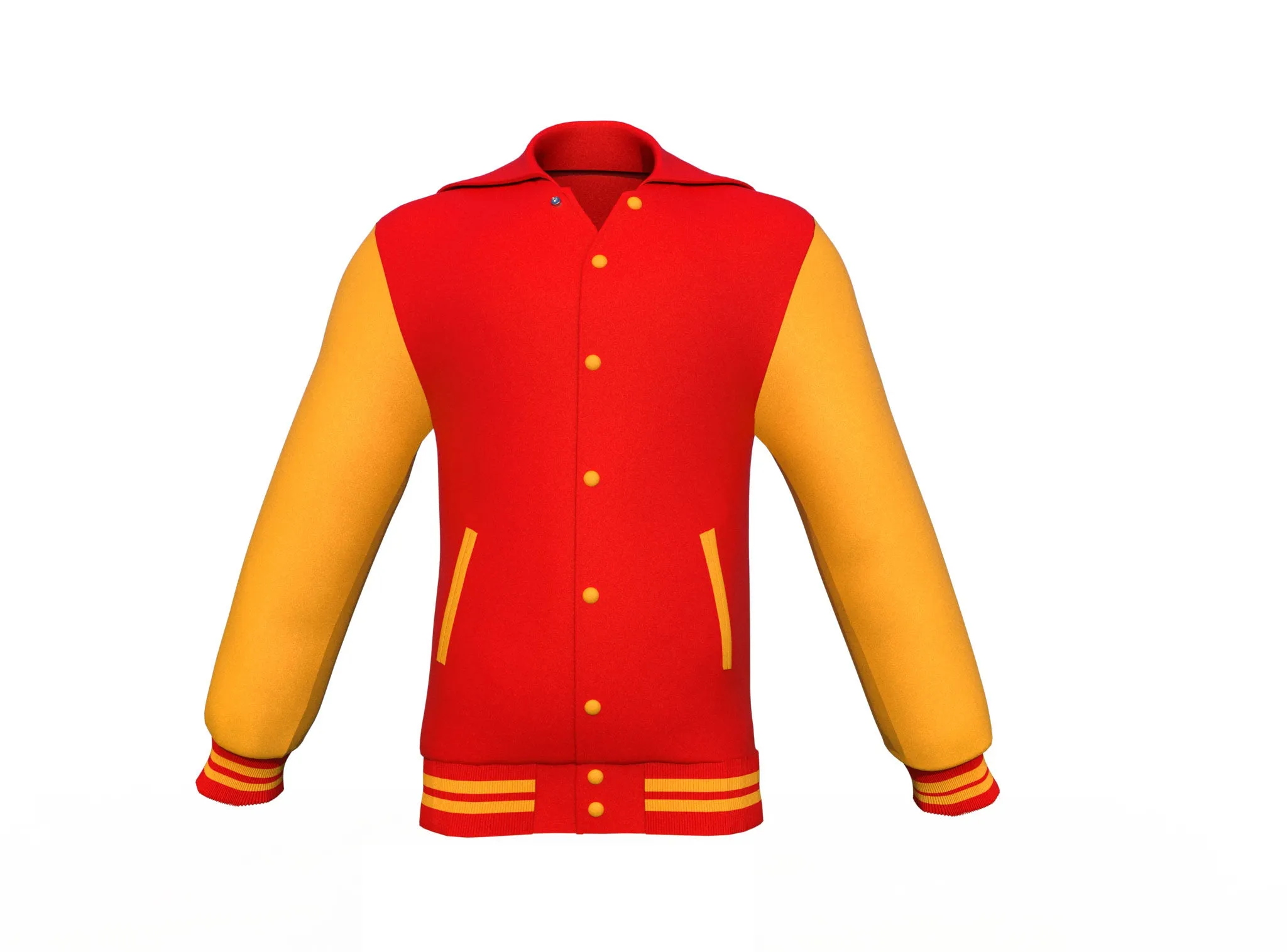 Varsity Jacket with Red Body and Gold Sleeves