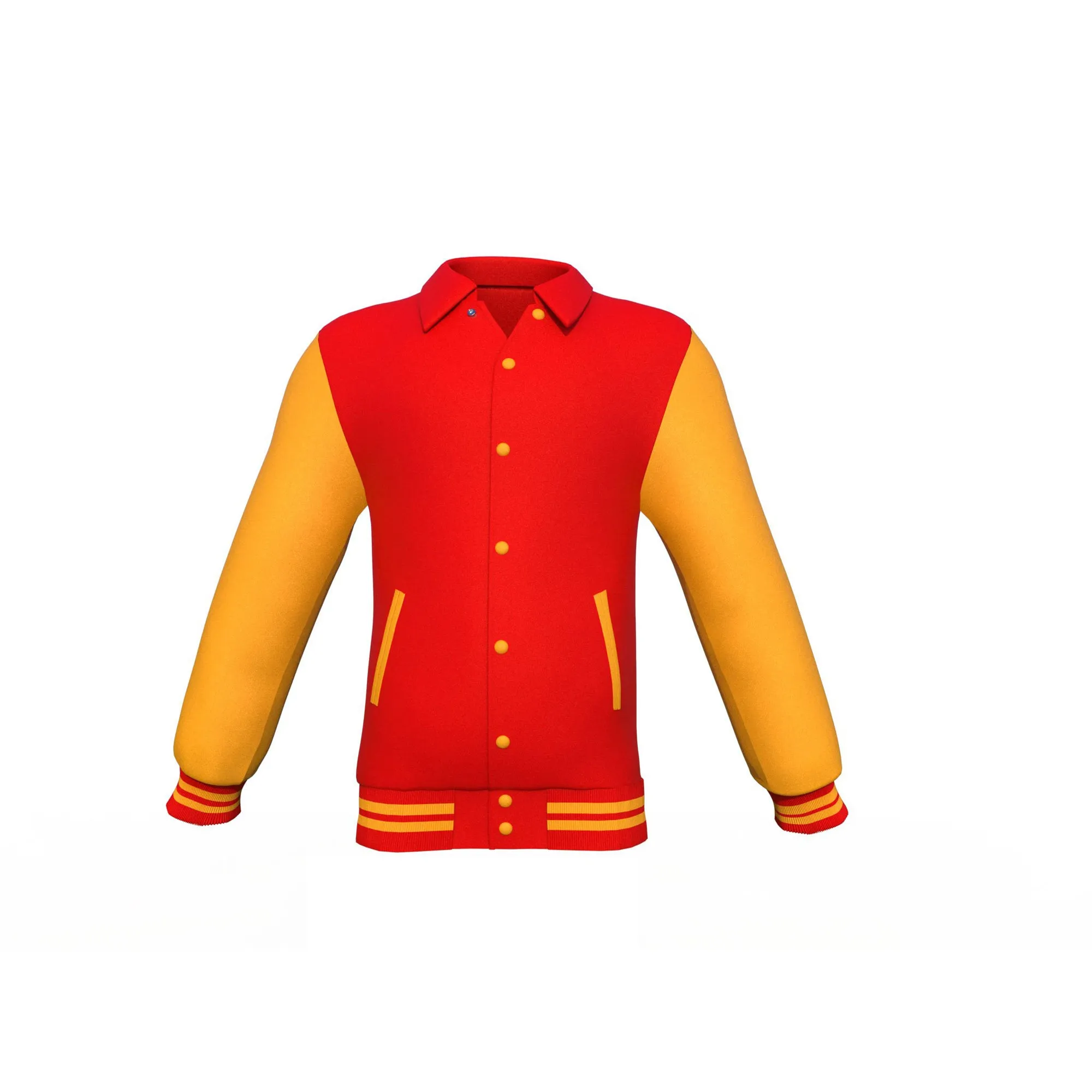 Varsity Jacket with Red Body and Gold Sleeves