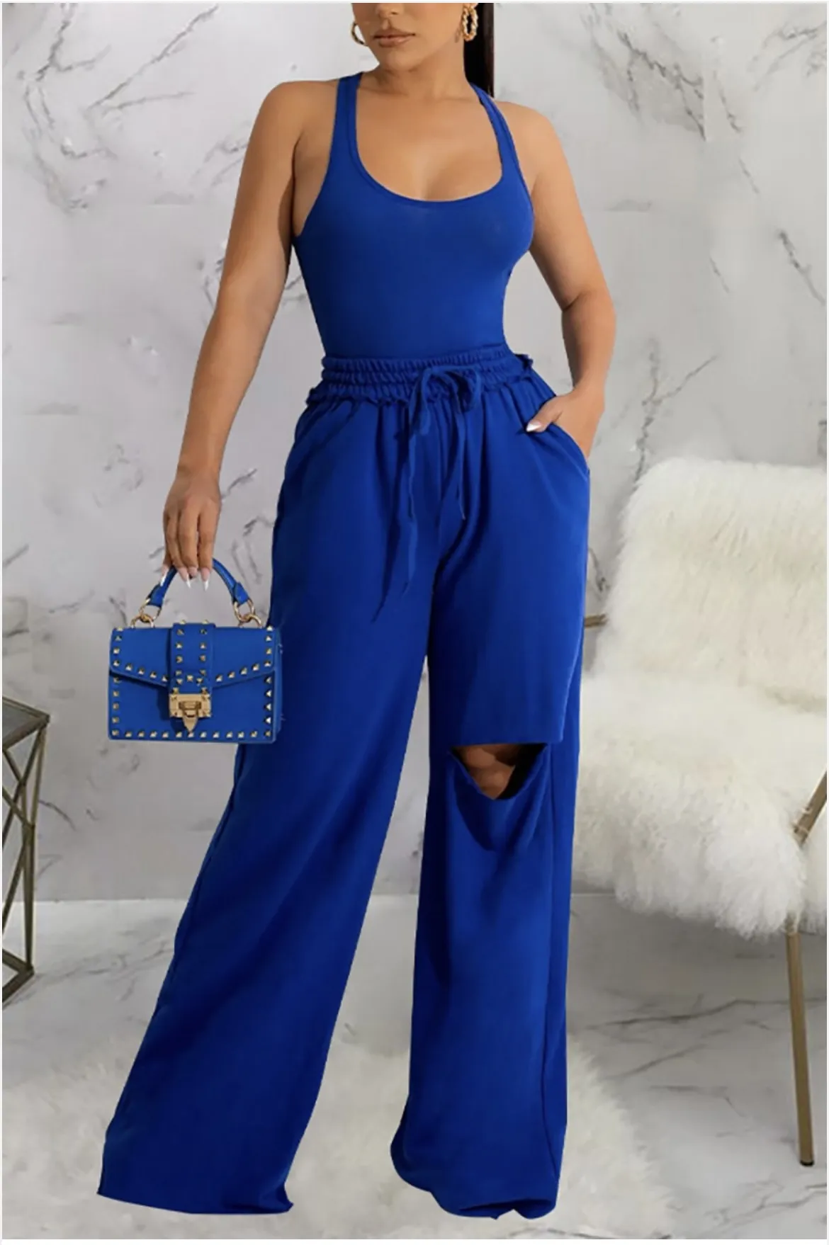 Royal Blue Wide Leg Set