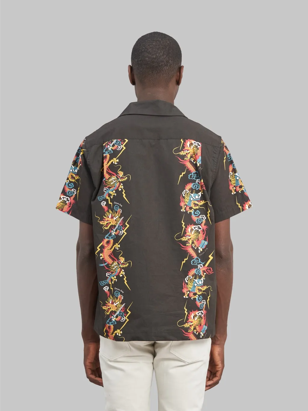 Samurai Jeans SSA24-01 Dragon Hawaiian Shirt Black