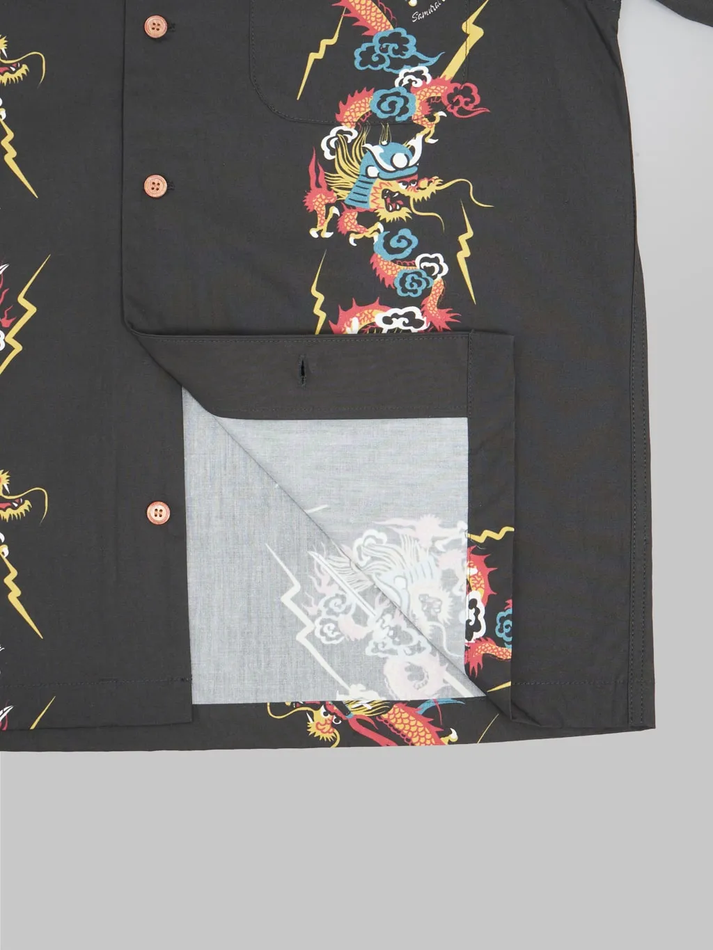 Samurai Jeans SSA24-01 Dragon Hawaiian Shirt Black