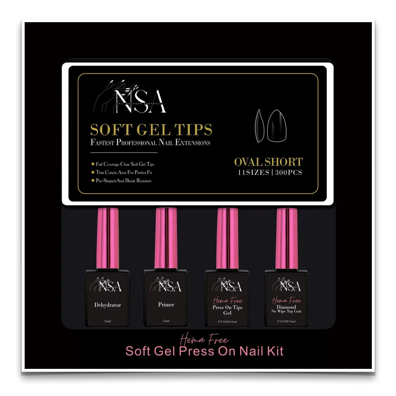 Soft Gel Press On Nail Kit - HEMA Free