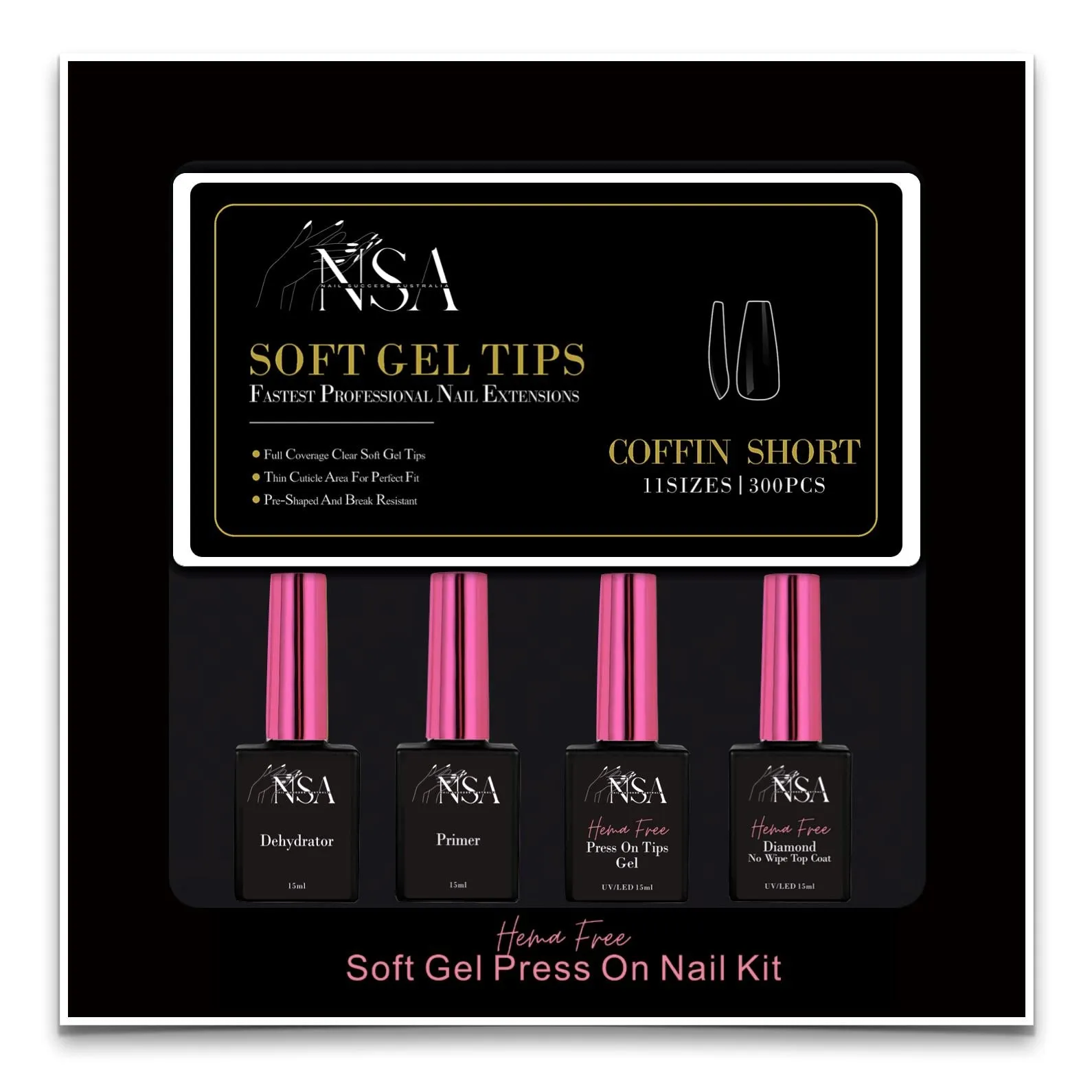 Soft Gel Press On Nail Kit - HEMA Free