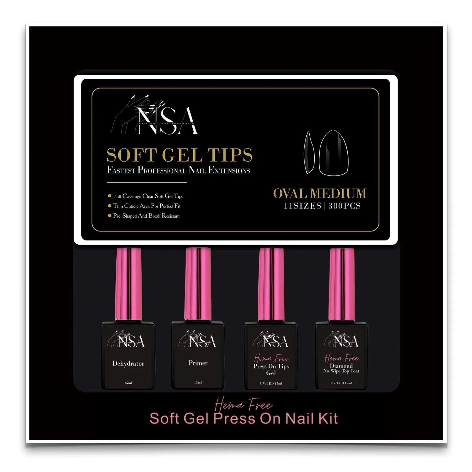 Soft Gel Press On Nail Kit - HEMA Free