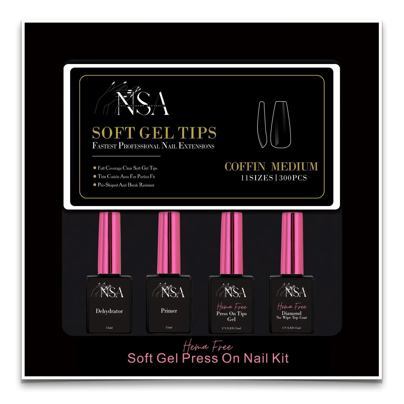 Soft Gel Press On Nail Kit - HEMA Free