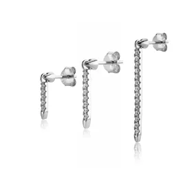 Trio Pave Eternity Hanging Bar Studs